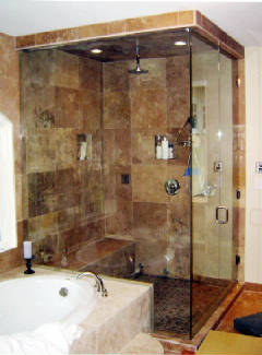 large 3-panel glass shower door