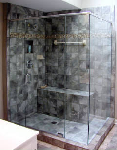 large 4-panel glass shower door